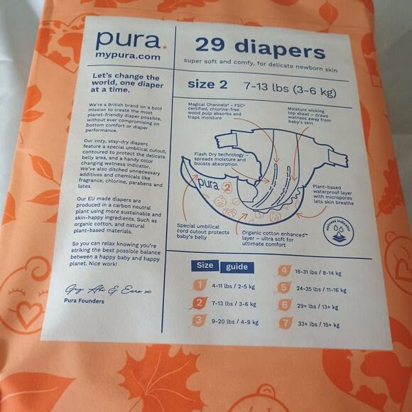 Pura Size 2 Baby Diapers - 29 Pack - Picture 3 of 4